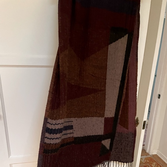 Aritzia Wilfred Scarf/Wrap Color block geometric wool blend - Picture 7 of 7